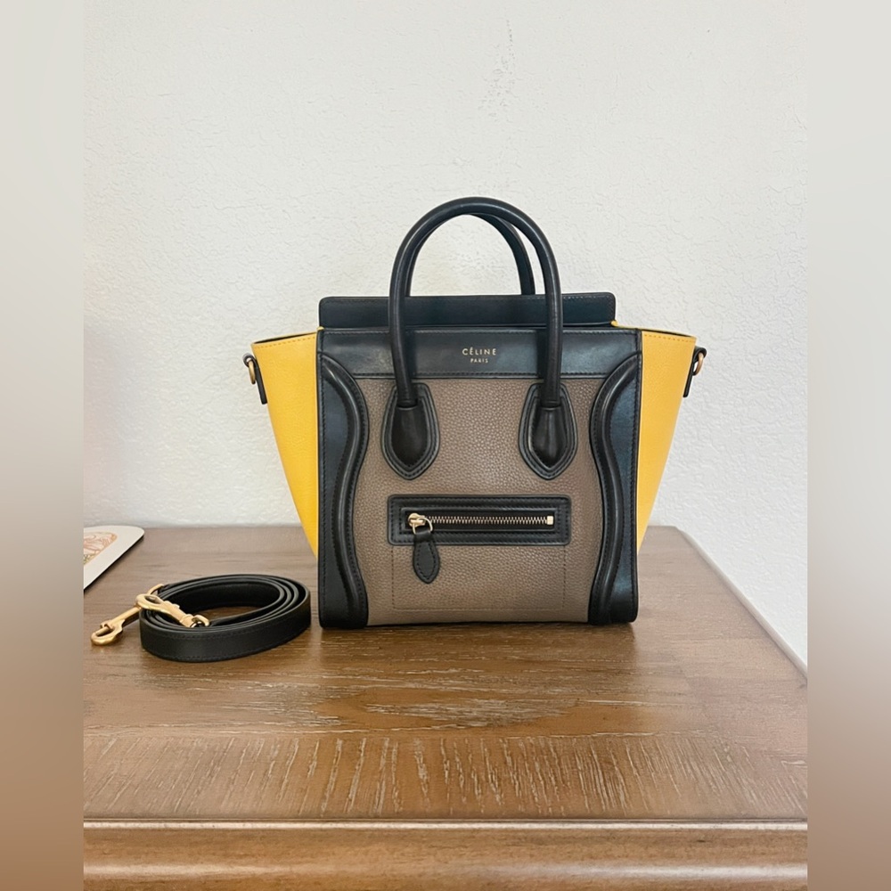 Sold-Pre owned Tricolor Celine luggage bag size Nano